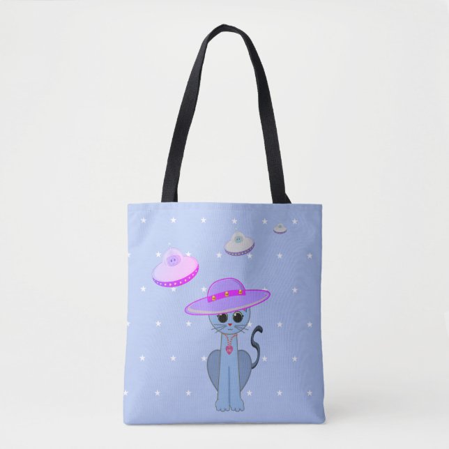 Cute Cat in a Hat Tote Bag (Front)