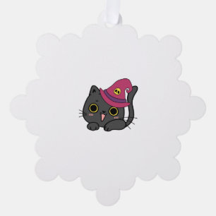 Cute Cat In a Hat Tree Decoration Card