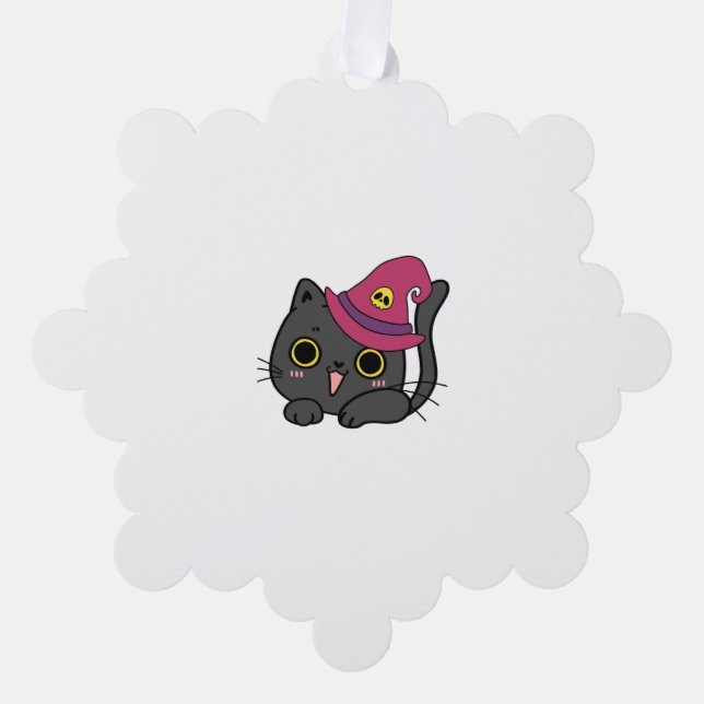 Cute Cat In a Hat   Tree Decoration Card (Front)