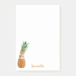 Cute Cat in a Pineapple Personalised Post-it Notes