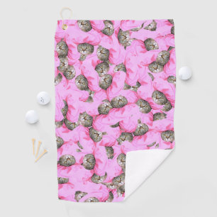 Cute Cat in a Pink Cap Pattern Random Golf Towel