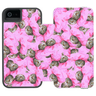 Cute Cat in a Pink Cap Pattern Random Incipio Watson™ iPhone 5 Wallet Case