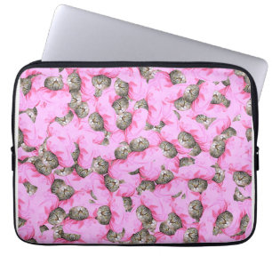 Cute Cat in a Pink Cap Pattern Random  Laptop Sleeve