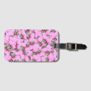 Cute Cat in a Pink Cap Pattern Random Luggage Tag