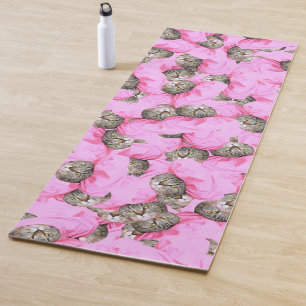 Cute Cat in a Pink Cap Pattern Random Yoga Mat