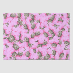 Cute Cat in a Pink Cap Pattern  Tissue Paper