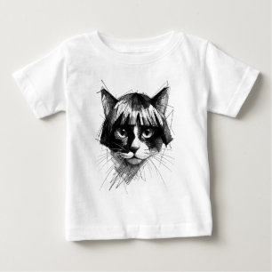 Cute Cat in a Wig (Style 4) Fine Art Baby T-Shirt