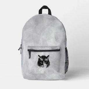 Cute Cat in a Wig (Style 5 +BG) Fine Art Printed Backpack