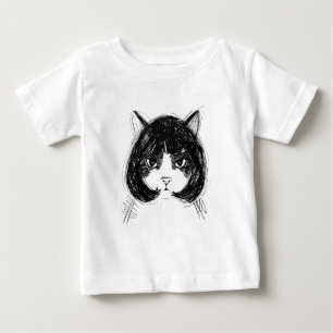 Cute Cat in a Wig (Style 8) Fine Art Baby T-Shirt
