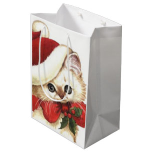 Cute cat in Christmas Medium Gift Bag