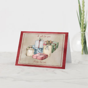 Cute Cat in Christmas Package Holiday Card