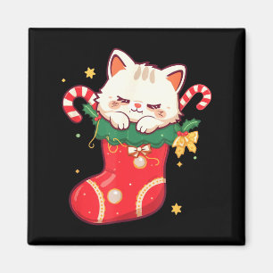 Cute Cat In Christmas Stocking Kawaii Anime Xmas G Magnet