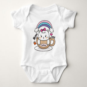 Cute cat in cup baby bodysuit
