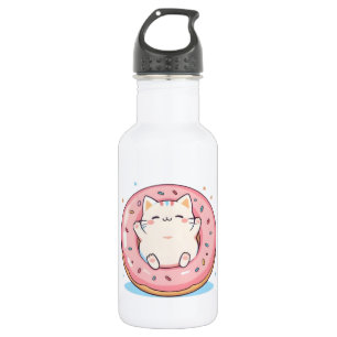 Cute Cat in Doughnut Kawaii Sweet Design 532 Ml Water Bottle