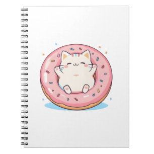 Cute Cat in Doughnut Kawaii Sweet Design Notebook