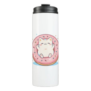 Cute Cat in Doughnut Kawaii Sweet Design Thermal Tumbler