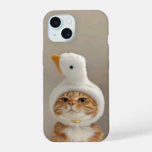 Cute Cat in Duck Hat iPhone 15 Case