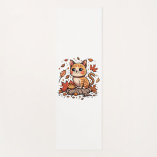 Cute Cat In Fall Yoga Mat
