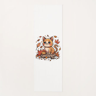 Cute Cat In Fall   Yoga Mat