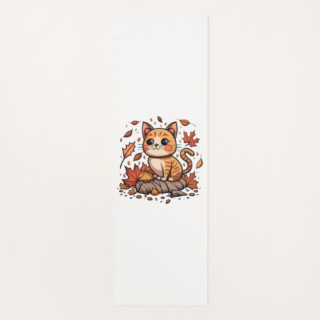 Cute Cat In Fall   Yoga Mat (Front)