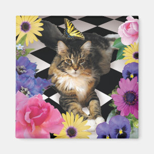 Cute Cat in Fantasy Garden magnet