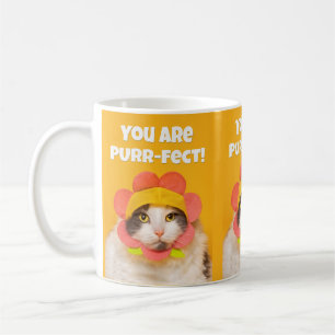 Cute Cat in Flower Hat Humour Coffee Mug