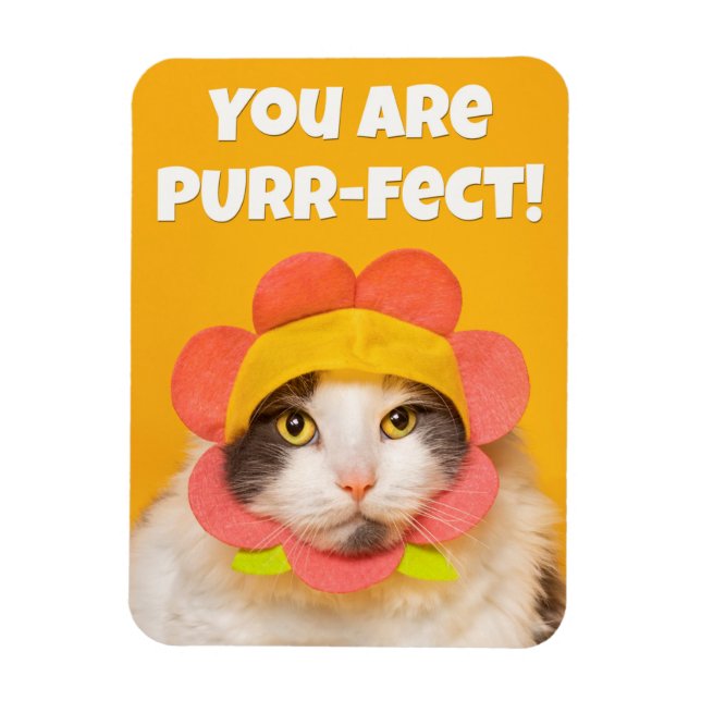 Cute Cat in Flower Hat Humour  Magnet (Vertical)
