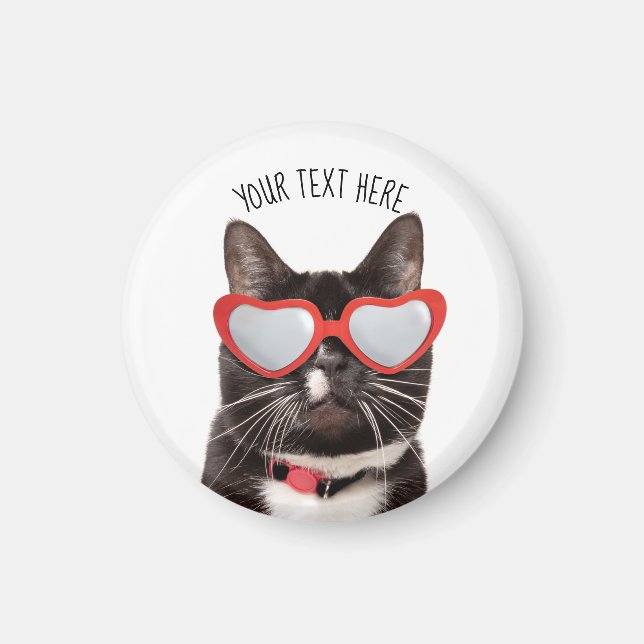 Cute Cat in Heart Glasses Magnet (Front)
