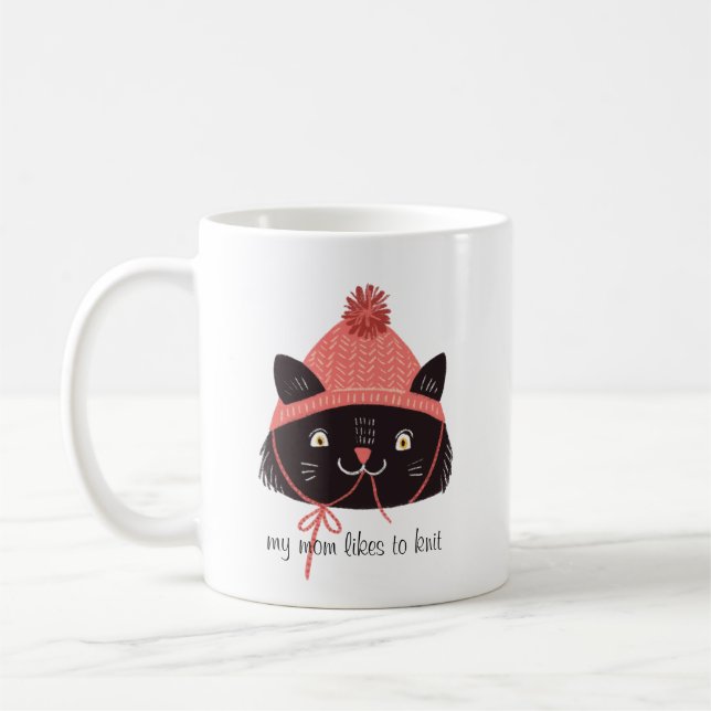 Cute Cat In Knit Hat Mug (Left)