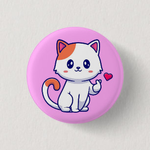 Cute Cat in Love Sign Hand-57577 3 Cm Round Badge