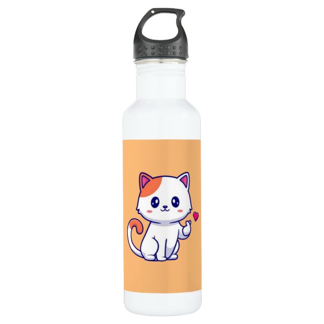 Cute Cat in Love Sign Hand-57577 710 Ml Water Bottle (Front)