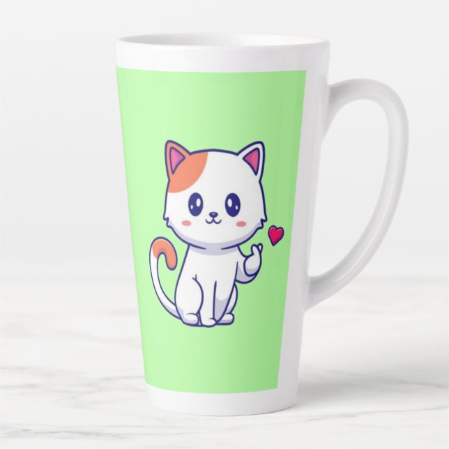 Cute Cat in Love Sign Hand-57577 Latte Mug (Right)