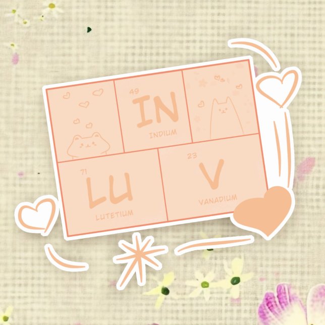 Cute Cat "In LuV" Vinyl Sticker (Creator Uploaded)