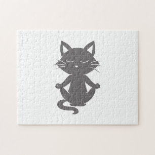 Cute cat in meditation - Choose background color Jigsaw Puzzle