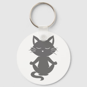 Cute cat in meditation - Choose background color Key Ring