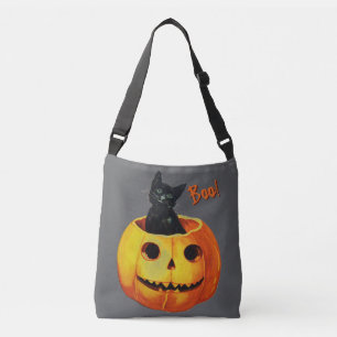 Cute Cat in Pumpkin Halloween Crossbody Bag