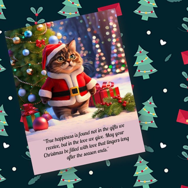 Cute Cat in Santa Claus Outfit Christmas Postcard (Creator Uploaded)