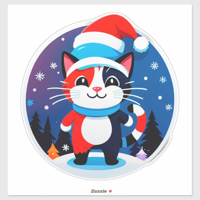 Cute Cat in Santa Hat (Sheet)