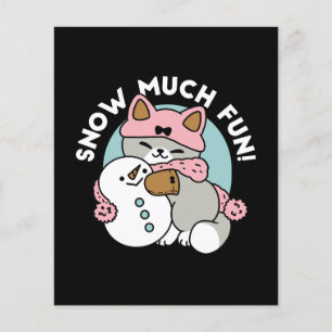 Cute Cat in Snow Gear with Snowman Art Flyer