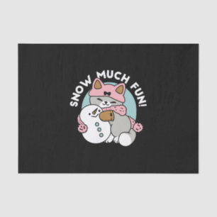 Cute Cat in Snow Gear with Snowman Art Tissue Paper