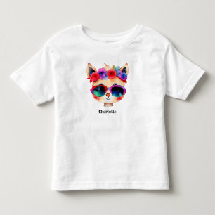 Cute Cat in Sunglasses Personalised Toddler T-Shirt
