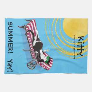 Cute Cat In Sunglasses Summer Personalised  Tea Towel