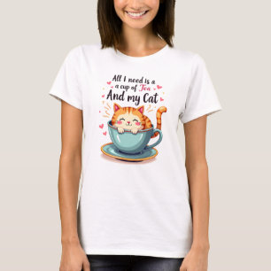 Cute Cat in Teacup Kawaii Cosy Art T-Shirt