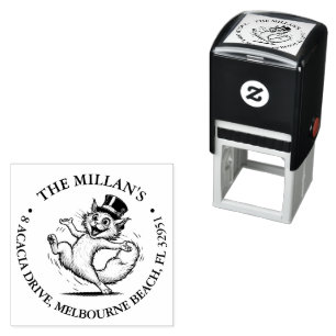 Cute cat in the hat theme self-inking stamp