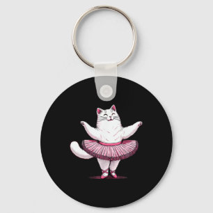 Cute Cat In Tutu Ballet Dancing Men Women Kids Fun Key Ring