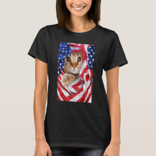 Cute Cat in USA Flag 4th of July Men Women T-Shirt