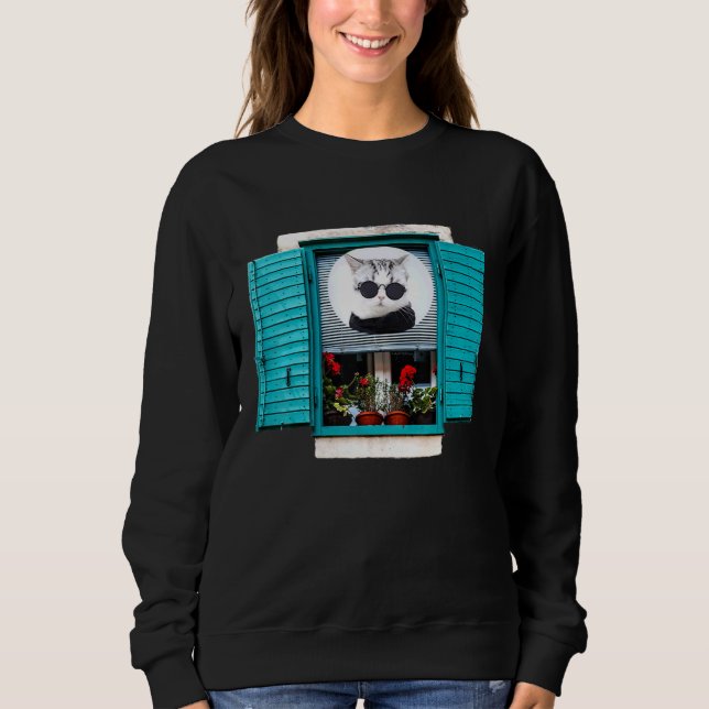Cute Cat In Window Sweatshirt (Front)