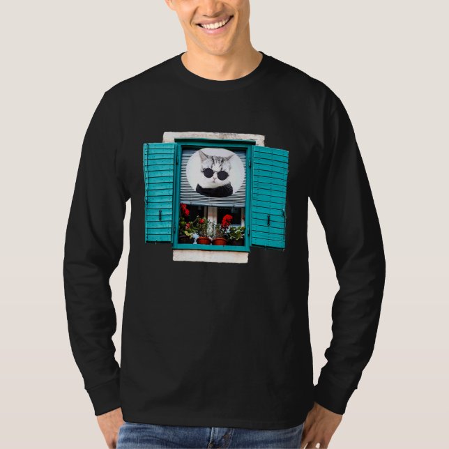 Cute Cat In Window T-Shirt (Front)