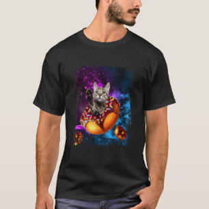 Cute Cat inside Donut in Space Boys Girl Kitty in  T-Shirt
