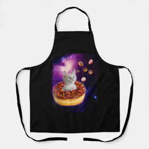 Cute Cat Inside Donut In Space Kitty Lovers Apron